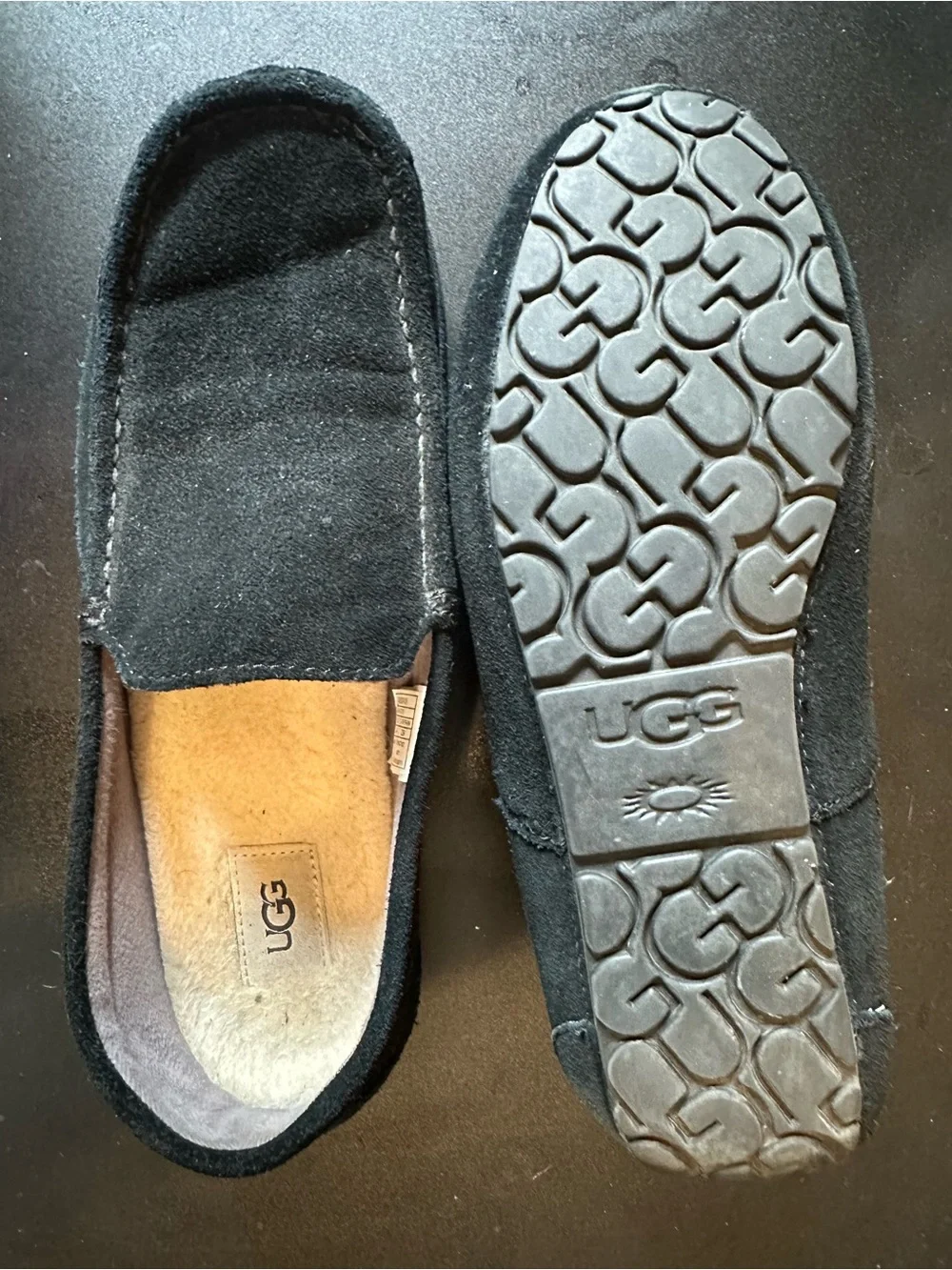 UGG Men's Black Suede Moccasin Slippers